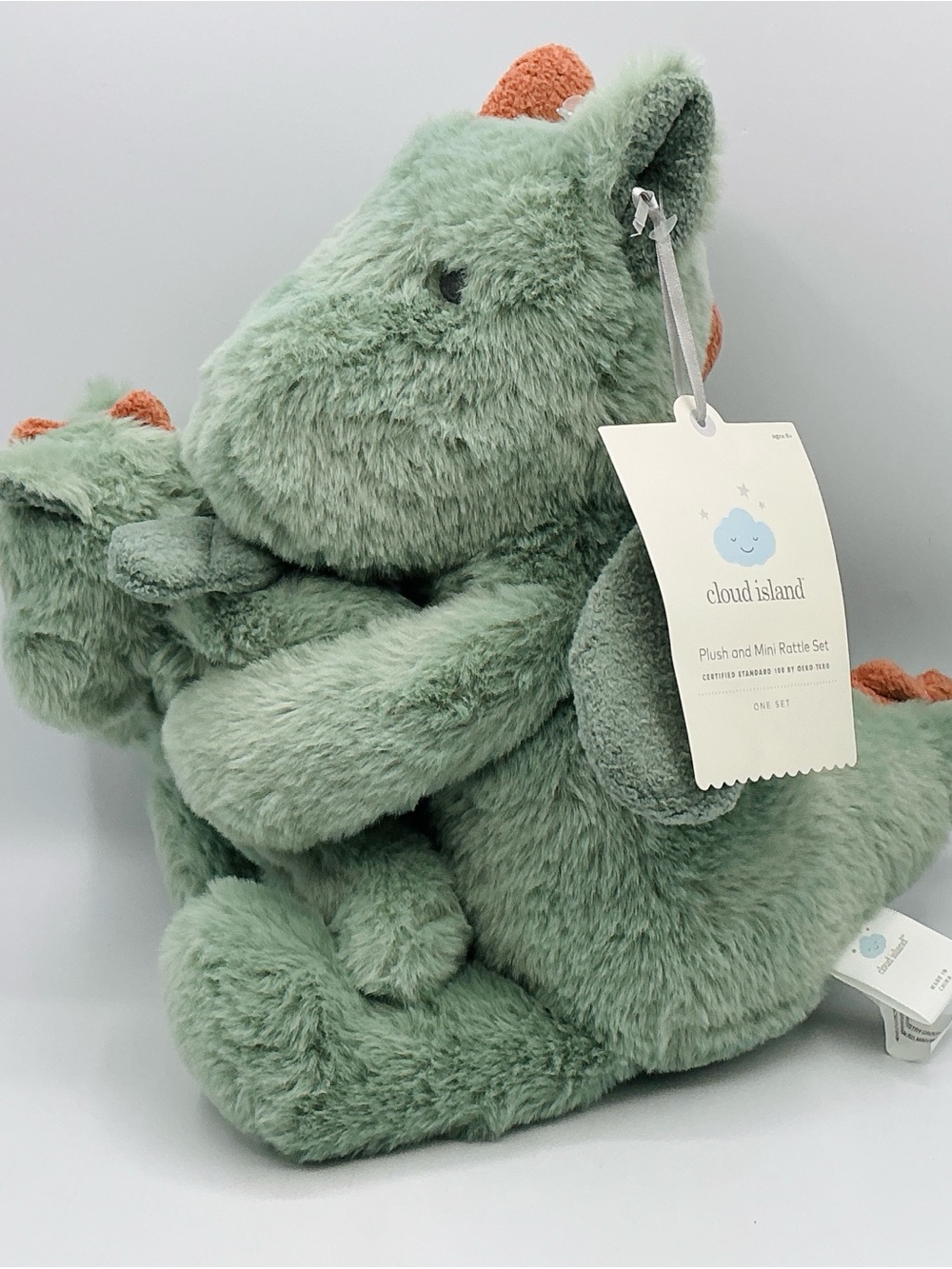 NWT Cloud Island Plush & Mini Rattle Set Dragons Mom Baby Shower Embroidered Eye - Picture 2 of 10